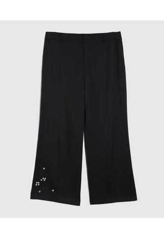 Pantalón Culotte Con Pedrería  Curvy  Para Mujer Negro Patprimo Patprimo