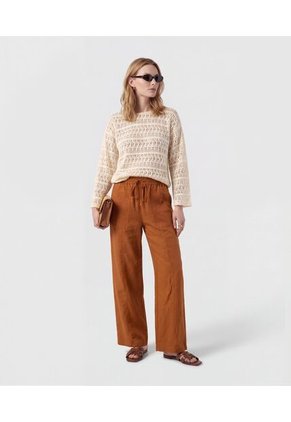 Saco De Punto Calado Con Diseño De Encaje   Para Mujer Crema Patprimo