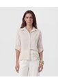 Camisa En Broderie Con Charretera   Para Mujer Beige Patprimo de Patprimo