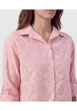 Camisa En Broderie Con Charretera   Para Mujer Rosa Patprimo