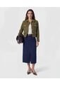 Chaqueta Corta Con Botones Dorados   Para Mujer Verde Patprimo de Patprimo