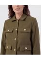 Chaqueta Corta Con Botones Dorados   Para Mujer Verde Patprimo de Patprimo