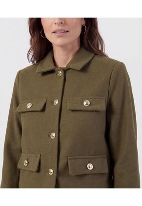 Chaqueta Corta Con Botones Dorados   Para Mujer Verde Patprimo