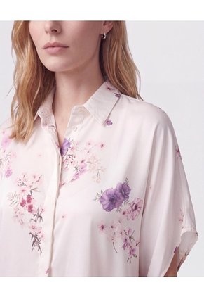 Blusa Manga Corta Fluida Mujer  Para Mujer Crema Patprimo