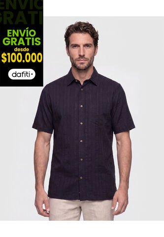 Camisa Manga Corta Texturizada Para Hombre  Para Hombre Negro Patprimo Patprimo