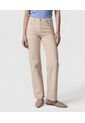 Jeans Rectos Con Piedras Laterales   Para Mujer Beige Patprimo de Patprimo