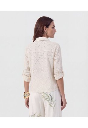 Camisa En Broderie Con Charretera Para Mujer Beige Patprimo