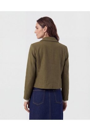 Chaqueta Corta Con Botones Dorados   Para Mujer Verde Patprimo