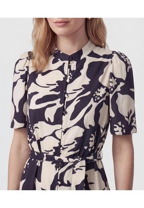 Vestido Midi Camisero Con Cinturón   Para Mujer Negro Patprimo