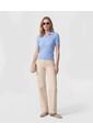 Jeans Rectos Con Piedras Laterales   Para Mujer Beige Patprimo de Patprimo