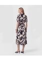 Vestido Midi Camisero Con Cinturón   Para Mujer Negro Patprimo de Patprimo