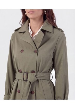 Chaqueta Trench Con Cinturón   Para Mujer Verde Patprimo