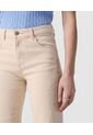 Jeans Rectos Con Piedras Laterales   Para Mujer Beige Patprimo de Patprimo
