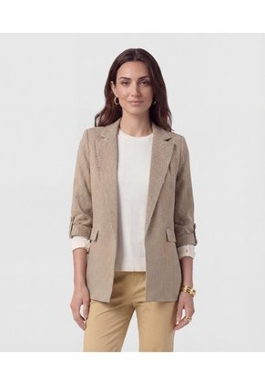 Blazer De Manga Recogida Con Martingala Para Mujer Café Patprimo