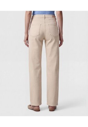 Jeans Rectos Con Piedras Laterales   Para Mujer Beige Patprimo
