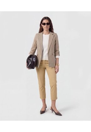 Blazer De Manga Recogida Con Martingala Para Mujer Café Patprimo