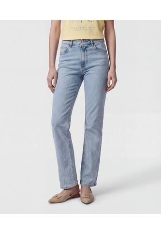 Jeans Rectos Clásicos Tiro Alto   Para Mujer Azul Patprimo Patprimo