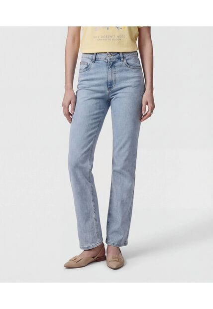 Jeans Rectos Clásicos Tiro Alto   Para Mujer Azul Patprimo