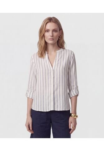 Camisa Cuello Neru Con Manga Ajustable   Para Mujer Blanco Patprimo Patprimo
