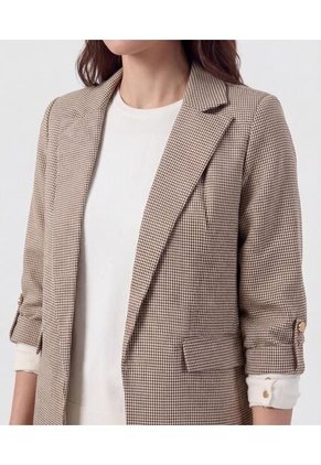 Blazer De Manga Recogida Con Martingala Para Mujer Café Patprimo