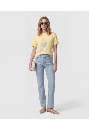 Jeans Rectos Clásicos Tiro Alto   Para Mujer Azul Patprimo