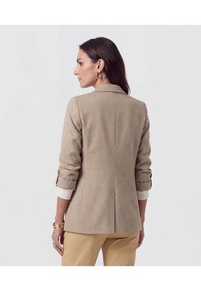 Blazer De Manga Recogida Con Martingala Para Mujer Café Patprimo
