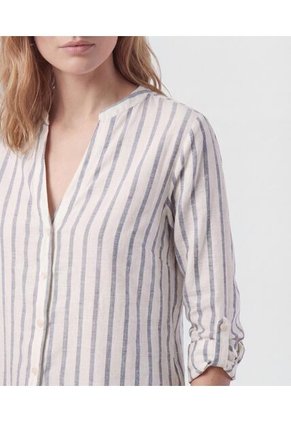 Camisa Cuello Neru Con Manga Ajustable Para Mujer Blanco Patprimo