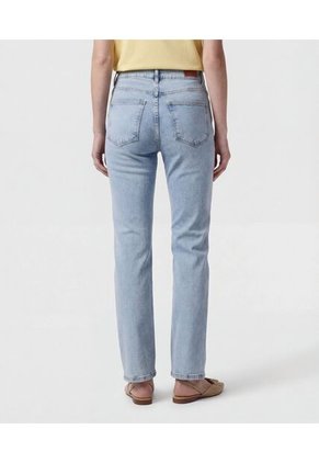 Jeans Rectos Clásicos Tiro Alto   Para Mujer Azul Patprimo