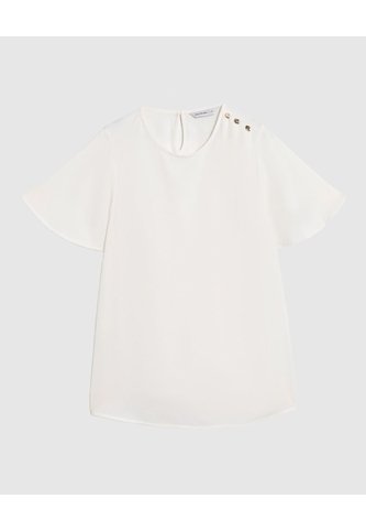 Blusa Con Botones En Hombro  Curvy  Para Mujer Blanco Patprimo Patprimo