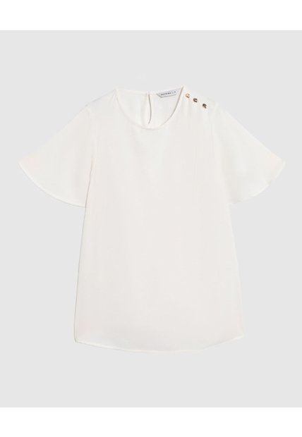 Blusa Con Botones En Hombro  Curvy  Para Mujer Blanco Patprimo