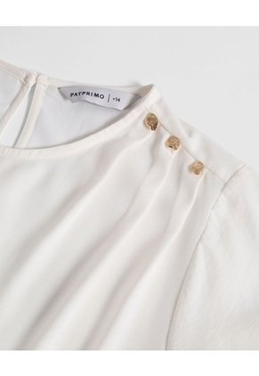 Blusa Con Botones En Hombro  Curvy  Para Mujer Blanco Patprimo