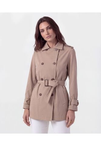 Chaqueta Trench Con Cinturón   Para Mujer Café Patprimo Patprimo