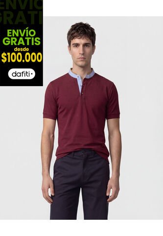 Polo Con Cuello Neru Y Pechera   Para Hombre Vino Patprimo Patprimo