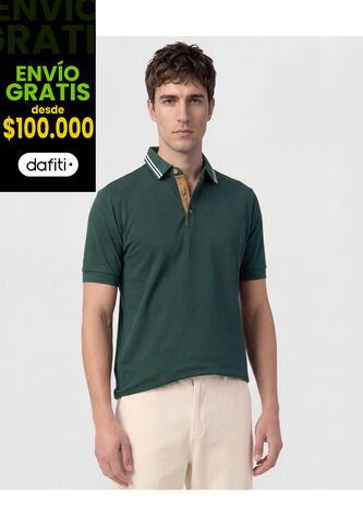 Polo Con Pechera En Contraste   Para Hombre Verde Patprimo Patprimo