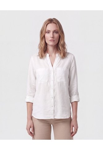 Blusa Manga Larga Con Escote En V Para Mujer  Para Mujer Blanco Patprimo Patprimo