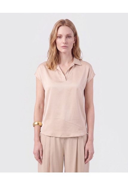 Blusa Unicolor De Manga Corta Mujer  Para Mujer Rosa Patprimo