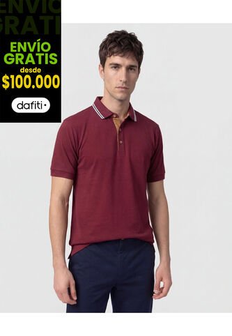 Polo Con Pechera En Contraste   Para Hombre Vino Patprimo Patprimo