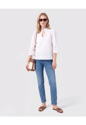 Blusa Unicolor Con Nudo Frontal Para Mujer  Para Mujer Blanco Patprimo