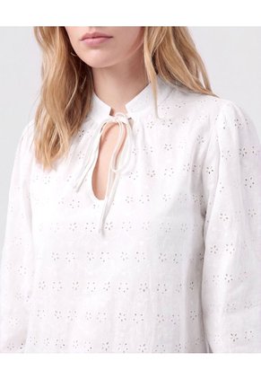 Blusa Unicolor Con Nudo Frontal Para Mujer  Para Mujer Blanco Patprimo