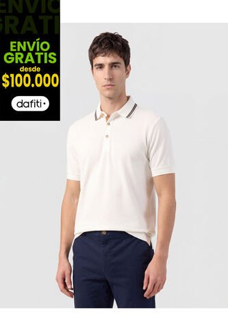 Polo Con Pechera En Contraste   Para Hombre Crema Patprimo Patprimo