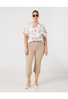 Camiseta Con Cuello En V  Curvy  Para Mujer Blanco Patprimo