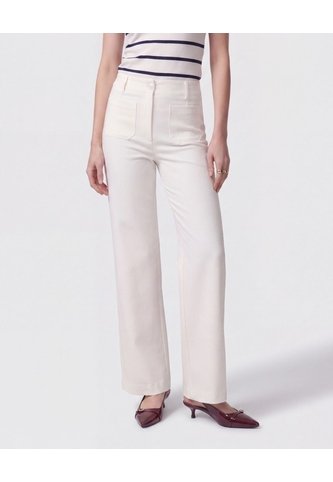 Pantalón Recto Con Bolsillo Frontal Para Mujer  Para Mujer Blanco Patprimo Patprimo