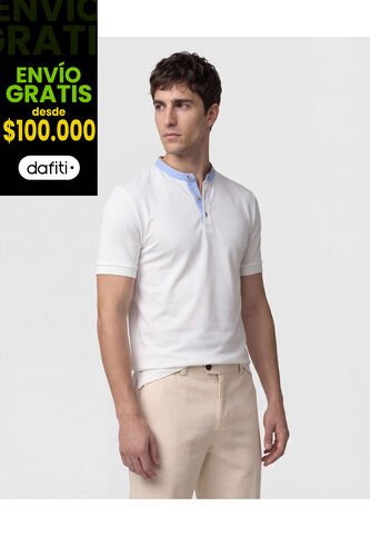 Polo Con Cuello Neru Y Pechera   Para Hombre Blanco Patprimo Patprimo