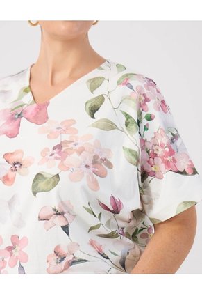 Camiseta Con Cuello En V  Curvy  Para Mujer Blanco Patprimo