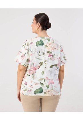Camiseta Con Cuello En V  Curvy  Para Mujer Blanco Patprimo