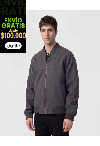Chaqueta Bomber Con Textura De Lana   Para Hombre Gris Patprimo Patprimo