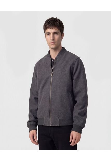Chaqueta Bomber Con Textura De Lana   Para Hombre Gris Patprimo