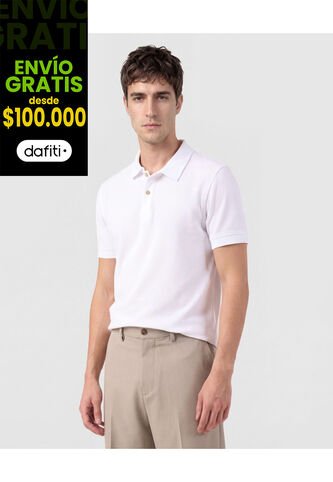 Polo Unicolor Texturizada   Para Hombre Blanco Patprimo Patprimo