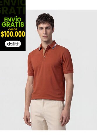 Polo Con Pechera En Contraste   Para Hombre Naranja Patprimo Patprimo