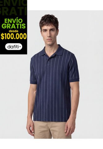 Polo Con Rayas Verticales   Para Hombre Azul Patprimo Patprimo